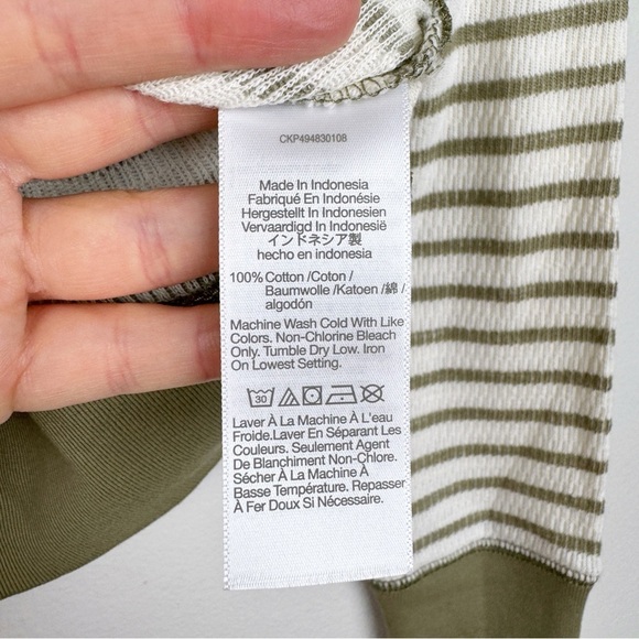 Madewell Relaxed Long-Sleeve Crewneck Tee Stripes Green Size XS NWT - Picture 5 of 5